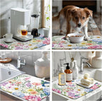 Spring Floral Birds Dish Drying Mat Summer Butterfly Flowers Kitchen Dish - Image 7