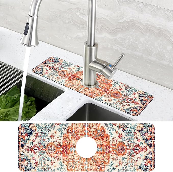 Oriental Turkish Carpet Pattern Red Dish Drying Mat - Image 4