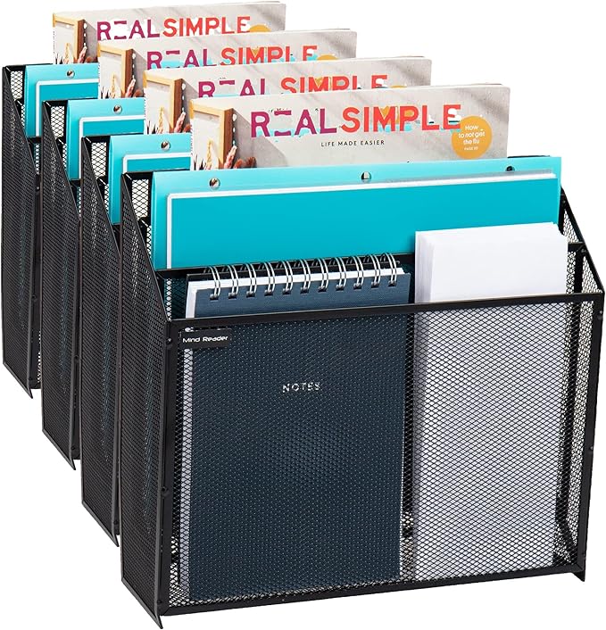 Mind Reader Vertical File Storage, Desktop Organizer, Wall Mount, Metal Mesh by MindReader