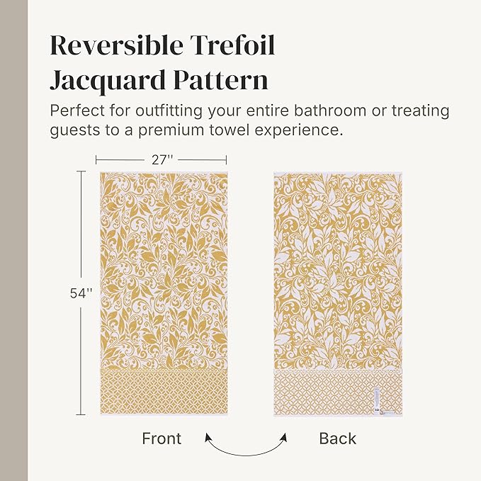Modern Threads Trefoil Filigree 6-Piece 100% Cotton Towel Set – Reversible Yarn - Image 6