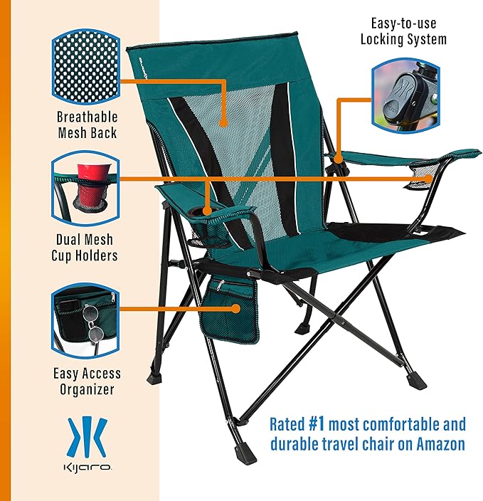 Kijaro XXL Dual Lock Portable Camping Chair - Supports Up to 400lbs - Enjoy The Outdoors in a Versatile Folding Sports & Outdoor Chair - Image 5