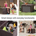 Rubbermaid Medium Resin Outdoor Storage Deck Box (74 Gal) Weather Resistant Brown Deck Organization for Home/Backyard/Pool Chemicals/Toys/Garden Tools/Porch/Patio Cushions - Image 6