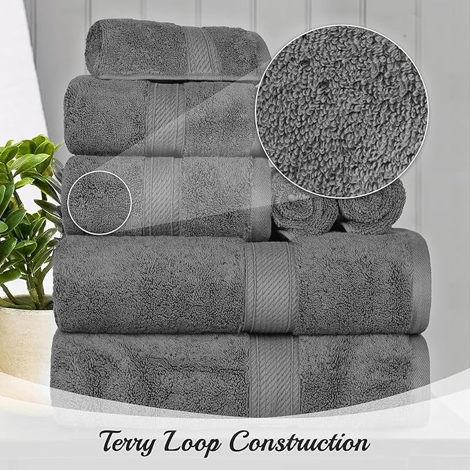 SUPERIOR Egyptian Cotton Pile Hand Towel Set of 4, Ultra Soft Luxury Towels - Image 6