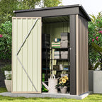 Patiowell 5x3 FT Outdoor Storage Shed, Tool Shed with Sloping Roof and Lockable Door, Metal Shed for Backyard Garden Patio Lawn, Brown - Image 3