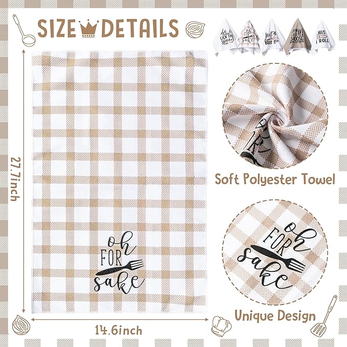 R HORSE 5Pcs Funny Kitchen Dish Towel Set Absorbent Quick Dry Cloth Dish Tea - Image 2