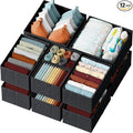 NEATERIZE Drawer Organizer Clothes Set of 12 Black by Neaterize