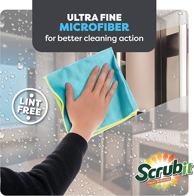 SCRUBIT Microfiber Cloths for Glass – Lint Free Window Cleaning Cloth for - Image 2