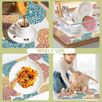 Abstract Floral Elements Dish Drying Mat Artifical Floral Kitchen Mat 16"x24" - Image 7