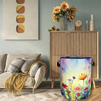 Watercolor Flowers Laundry Basket Wildflower Foldable Funny Laundry Hamper - Image 7