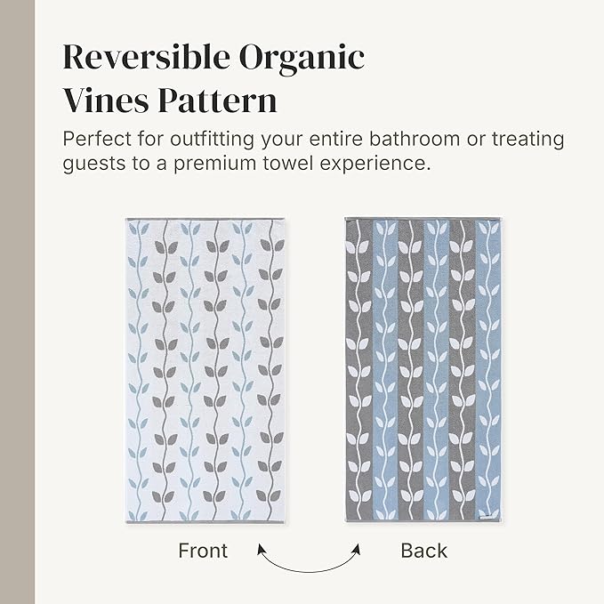 Modern Threads Organic Vines 6-Piece 100% Cotton Towel Set – Yarn Dyed Jacquard - Image 6