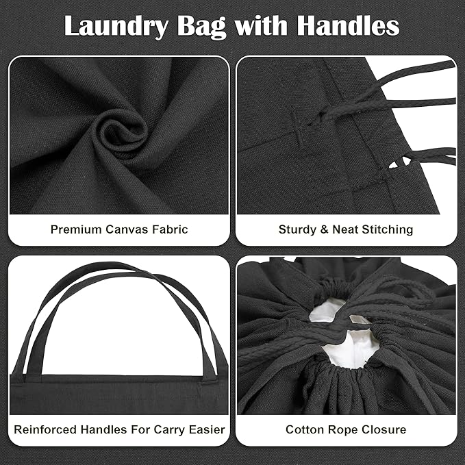 Canvas Laundry Bag 33"Wx 35"H, Thick Canvas Laundry Bag - Image 4