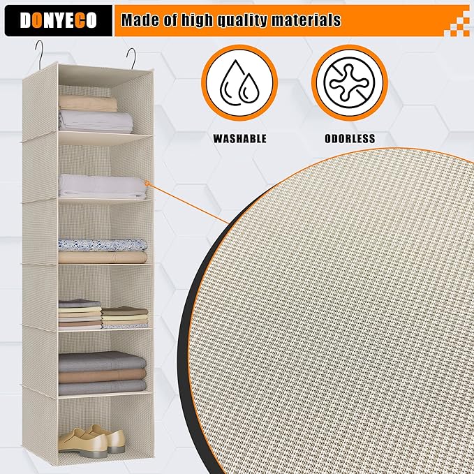 Hanging Closet Organizer, Easy Mount Foldable 6-Shelf Hanging Closet Wardrobe - Image 4