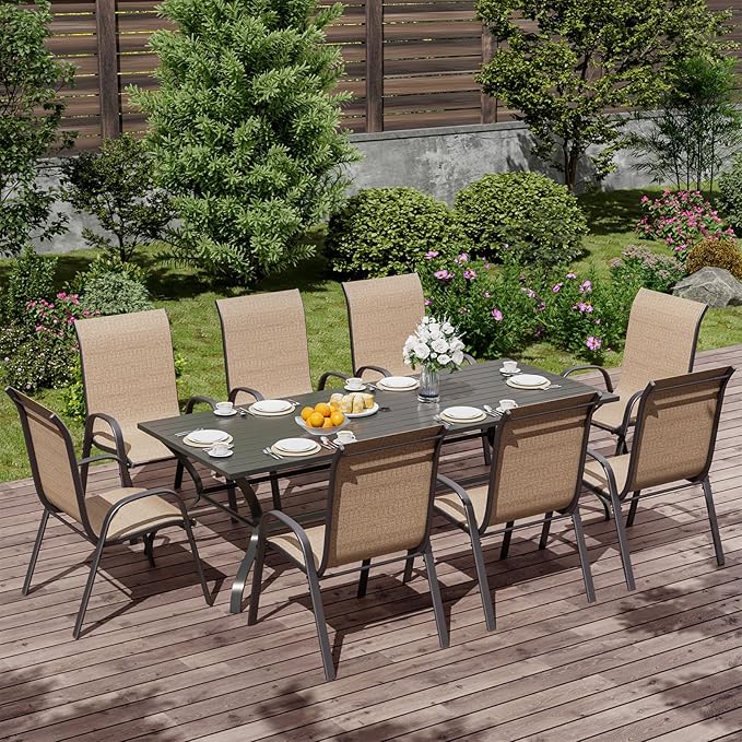 UDPATIO Patio Chairs Set of 8, Stackable Outdoor Dining Chairs with High Back, Breathable Textilene Fabric Outdoor Chair All Weather, 350LBS Capacity for Garden, Backyard (Brown) - Image 2