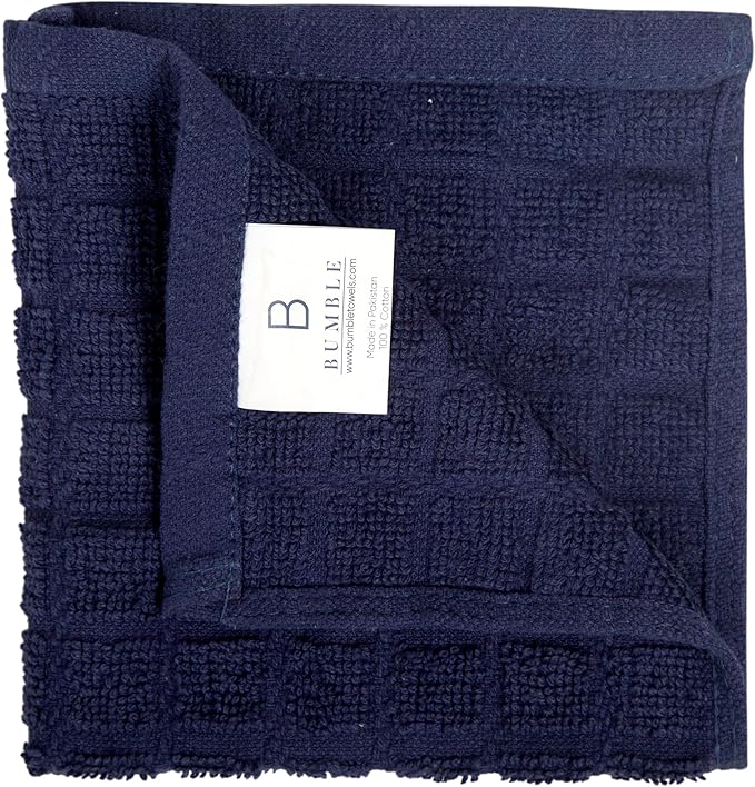 Bumble Premium Cotton Dish Cloths 12" x 12"| Navy Design | 405 GSM | Highly - Image 3