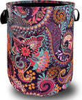 Mandala Paisley Laundry Hamper Retro Boho Colorful Laundry Basket by SELIONLIKN