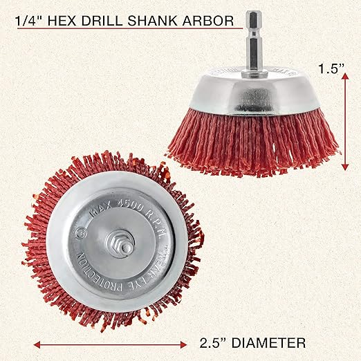 Dura-Gold 2.5" Abrasive Filament Nylon Bristle Cup Brush - Image 3