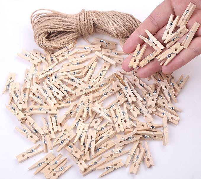 DIYASY 120 Pcs Mini Wood Clothespins, 1 Inch Small Craft Wooden Clips - Image 2