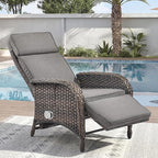 Zero Gravity Wicker Patio Recliner Chair - Wicker Outdoor Lounge Chair with Adjustable Backrest & Footrest, All Weather Outdoor Reclining Chairs with Thick Cushion for Pool Deck Gray by JelwalyPatioFurnitureSet