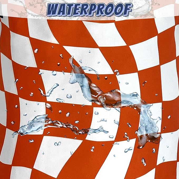 Orange Checkerboard Laundry Hamper Foldable Oxford Cloth Colorful Plaid Laundry - Image 4
