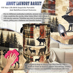 Deer Laundry Basket Portable Oxford Cloth Funny Retro Forest Animal Bears - Image 8