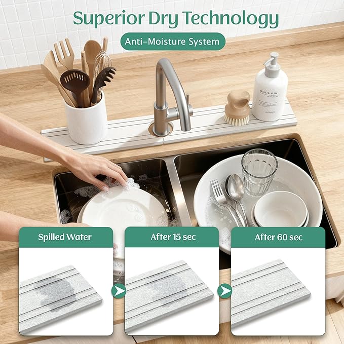 Stone Faucet Mat for Kitchen Sink Splash Guard 23.6" x 3.9" - Image 6