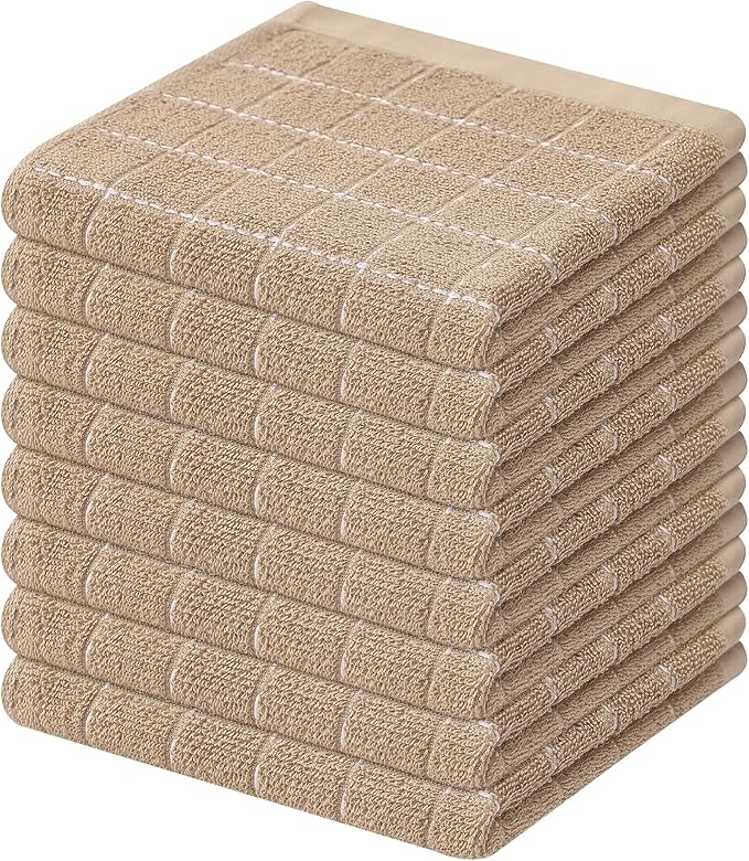 Mordimy 100% Cotton Terry Cloth Dish Cloths, Soft and Absorbent Checkered Dish by Mordimy