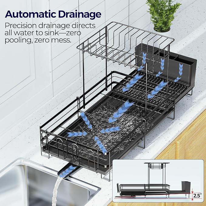 2 Tier Large Dish Drying Rack, Expandable Dish Rack - Image 4
