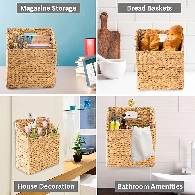 KOLWOVEN Wicker Hanging Storage Baskets, Mail Baskets - Image 2