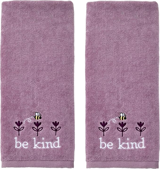 SKL Home Bee Kind 100% Cotton Embroidered 2pc Hand Towel Set, Decorative by SKLHomebySaturdayKnightLtd
