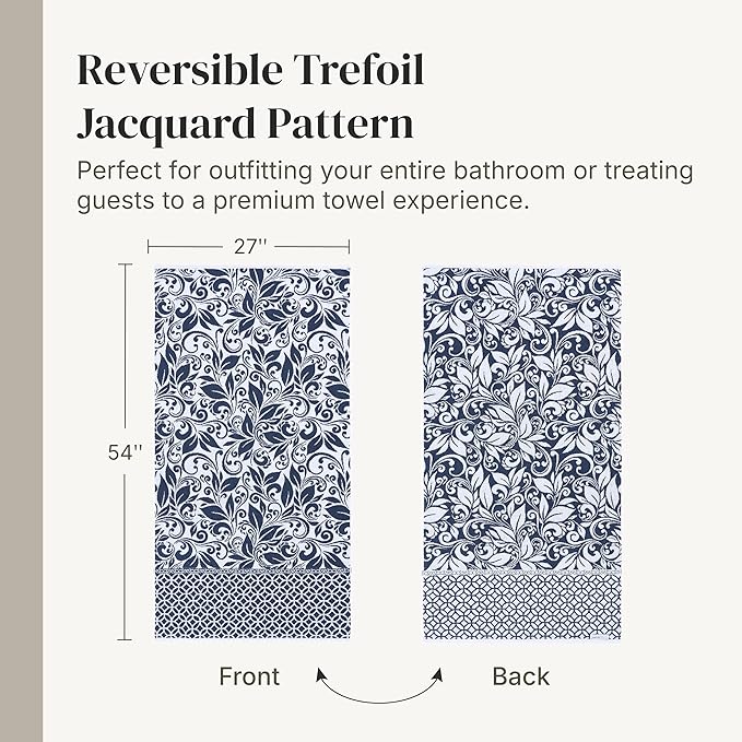 Modern Threads Trefoil Filigree 6-Piece 100% Cotton Towel Set – Reversible Yarn - Image 6
