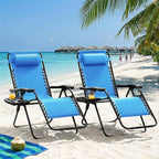 Homall Zero Gravity Chair Patio Folding Lawn Outdoor Lounge Gravity Camp Reclining Lounge Chair with Cup Holder Pillows for Poolside Backyard and Beach Set of 4 (Sky Blue) - Image 2