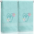 2 Pcs Flip Flops Hand Towels Mint Green Bathroom Decor 14x29 Inch Embroidered by SmoothNovelty