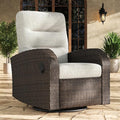 LayinSun Oversized Wicker Outdoor Swivel Glider Recliner with Adjustable Backrest & Footrest, Patio Reclining Lounge Chair by LayinSun