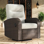 LayinSun Oversized Wicker Outdoor Swivel Glider Recliner with Adjustable Backrest & Footrest, Patio Reclining Lounge Chair by LayinSun