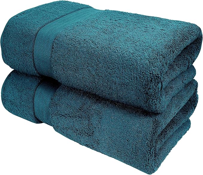 GLAMBURG 700 GSM Premium Cotton 2-Pack Oversized Extra Large Bath Sheet Set by GLAMBURG
