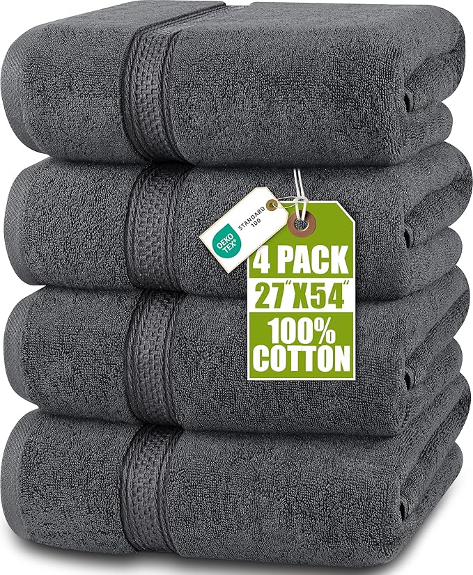 Utopia Towels 4 Pack Premium Bath Towels Set, 27 by 54 Inches, 100% Ring Spun by UTOPIATOWELS