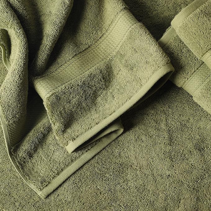 Superior Solid Egyptian Cotton Towel Set, Washcloths 13” x 13”, Hand Towels 20” - Image 3