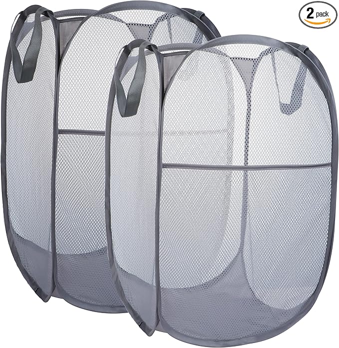 2 Pack Mesh Laundry Basket, Foldable Popup Laundry Hamper by LVXINLI
