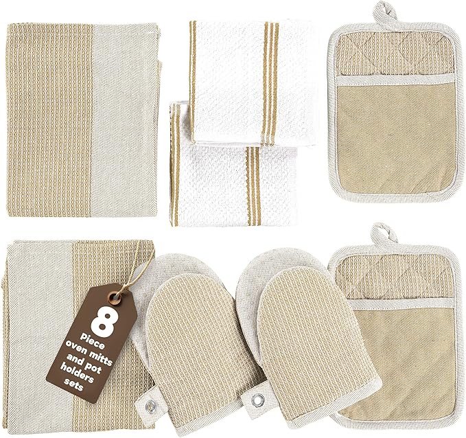 Casa Platino Pot Holders and Oven Mitts, 8-Piece – 500°F Heat Resistant Mini by CasaPlatino