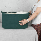 Large Rectangle Blankets Basket Living Room 22"x17"x12" Woven Cotton Rope - Image 3
