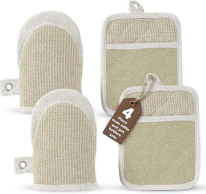 Casa Platino Mini Oven Mitts & Silicone Pot Holders, 4-Piece – Heat Resistant by CasaPlatino
