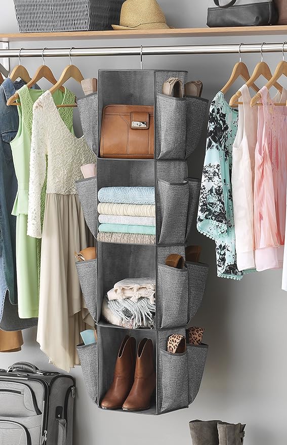 Whitmor Rotating Crosshatch Gray Closet Organizer 10 x 15 x 48 inches - Image 2