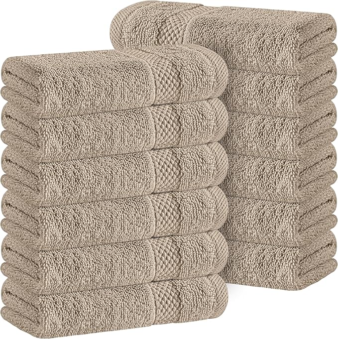 White Classic Luxury Cotton Washcloths 13x13 Inch by WhiteClassic