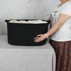 Large Rectangle Blankets Basket Living Room 22"x17"x12" Woven Cotton Rope - Image 3