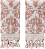 SKL Home Mirage Fringe 100% Turkish Cotton Hand Towel Set, Blush Small by SKLHomebySaturdayKnightLtd