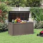 Outdoor Storage Box, Resin Deck Boxes Indoor and outdoor, Waterproof Storage Box Lockable Lid (Grey, 160 Gallon) - Image 6