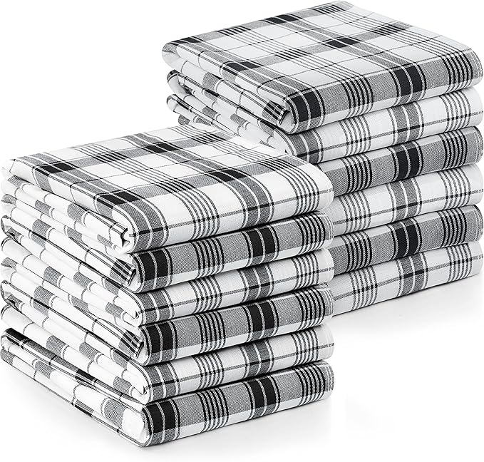 Utopia Towels Black & White Dish Towels 100% Ring Spun Cotton Highly Absorbent by UTOPIATOWELS