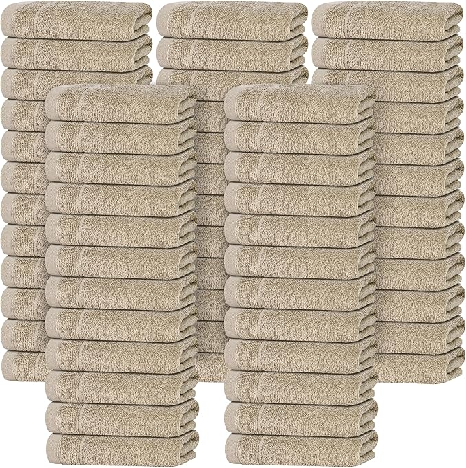 Tens Towels Pack of 60 Washcloths, 12 x 12 Inches, Lighter Weight, Quick to Dry by TensTowels