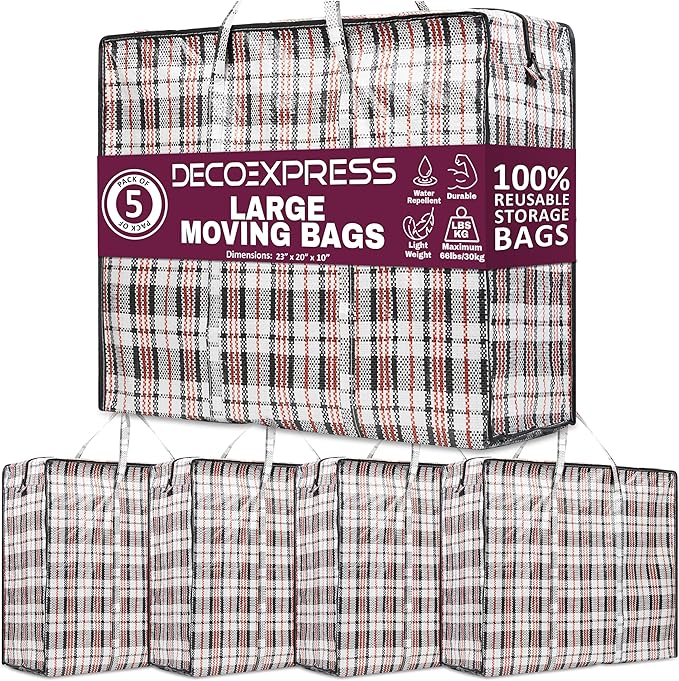 Deco Express Moving Bags with Zipper, Clothes Storage, Moving Supplies by DECO+EXPRESS