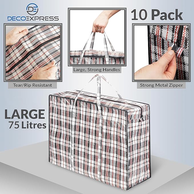 Deco Express Moving Bags with Zipper, Clothes Storage, Moving Supplies - Image 5